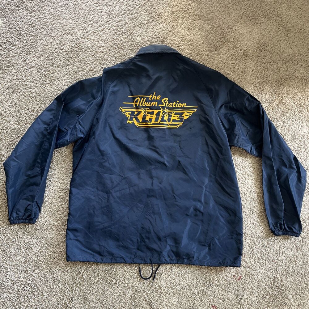 Vtg. King Louis Pro Fit Rain Jacket Radio Station Disc Jockey Size L Made In USA